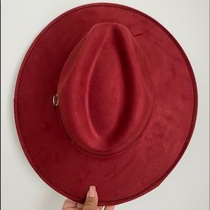 Joanna Indiana Suede Wide Flat Brim Burgandy